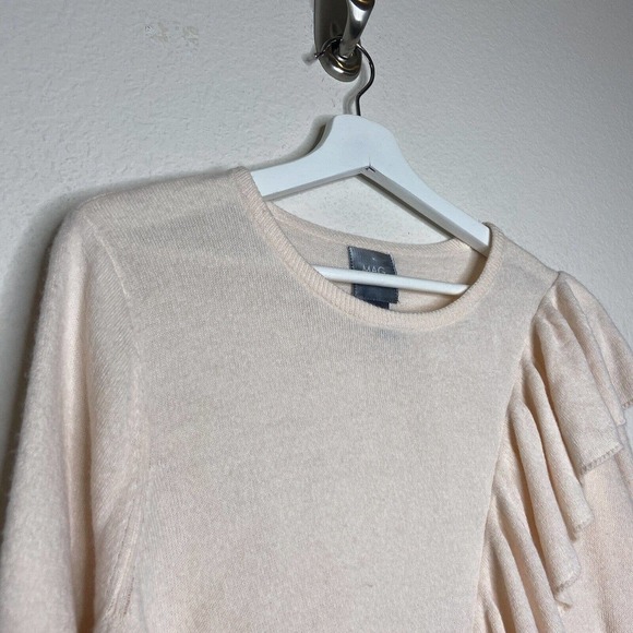 Mag by Magaschoni Pink Asymmetrical Ruffle Sweater Sz L - Picture 2 of 7
